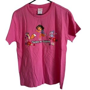 New Nickelodeon BoxLunch Dora the Explorer Women's shirt Small Pink Swiper boots